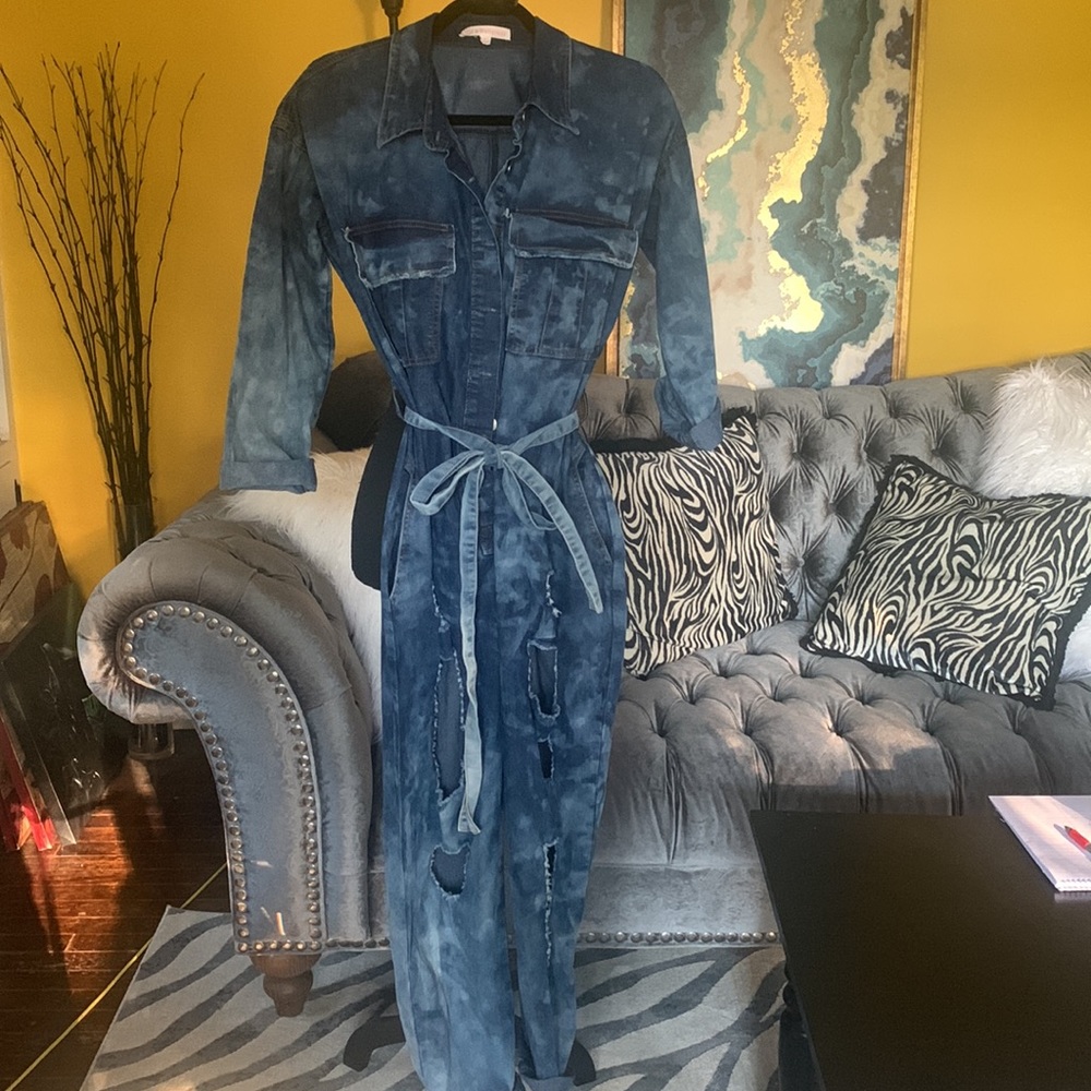Cest la vie Hot and delicious distressed button up denim Jumpsuit